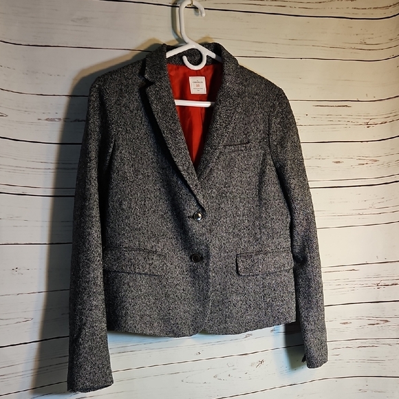 Gap Academy Blazer Herringbone Tweed Gray Jacket Career Professional, Size 10 - Picture 1 of 12